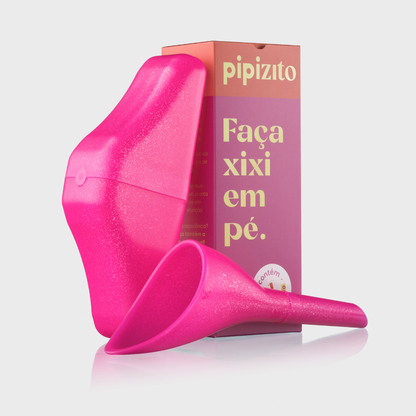 Pipizito Funil Urinário Reutilizável - Rosa com Glitter